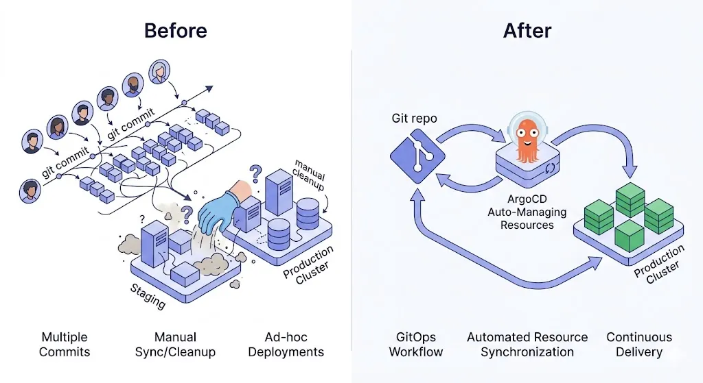 App of Apps와 ApplicationSet 방식의 CI/CD 흐름 비교