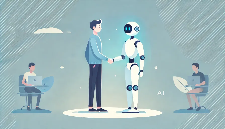 개발자와 AI가 악수하는 일러스트